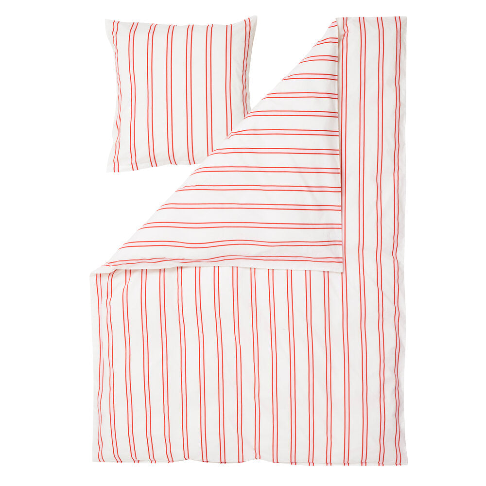 Pin Stripe Double sengesæt - rød/rosa